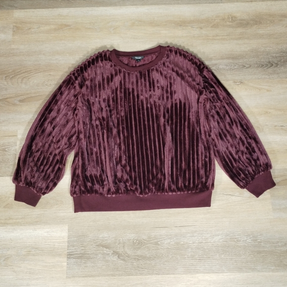 Simply Vera Vera Wang Rich Burgundy Knit Sweater Large Plush Cozy Comfy Casual - Picture 1 of 6